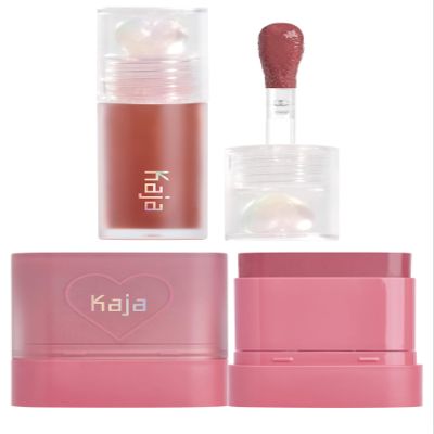 Kaja Juicy Glass Lip Plumping Oil 08 Cherry Cola + Dewy Bar - Creamy Multi-Stick Blusher & Lip Balm 04 Fig Smoothie Sorbet,10g Bundle