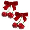 FOYTOKI Cherry Hair Clips for Girls Cute Fluffy Fruit Barrettes for Fall Winter Versatile Alligator Clips for Stylish Holiday Accessories Adorable Kawaii Bow Design view 1