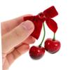 FOYTOKI Cherry Hair Clips for Girls Cute Fluffy Fruit Barrettes for Fall Winter Versatile Alligator Clips for Stylish Holiday Accessories Adorable Kawaii Bow Design view 3