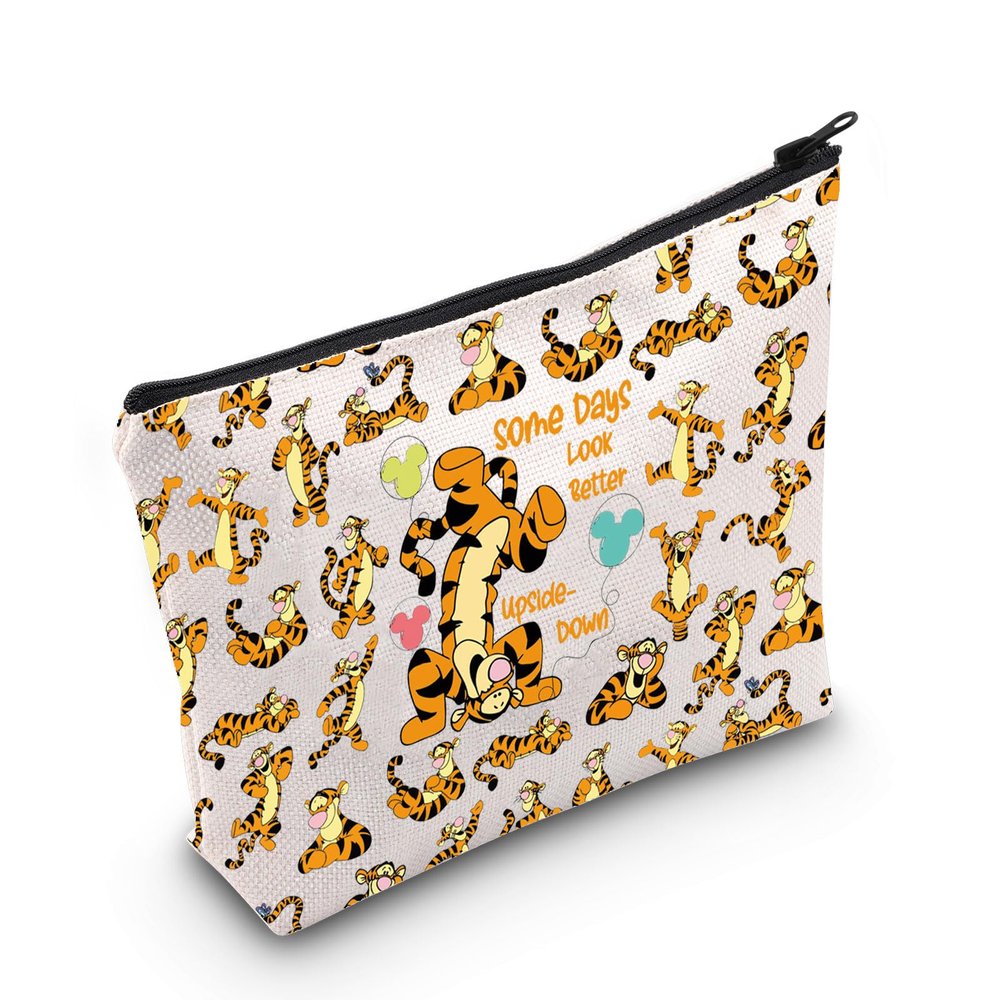 WZMPA Funny Tiger Cosmetic Makeup Bag Tiger Inspired Gift Some Days Look Better Upside Tiger Zipper Pouch Bag Tiger Merchandise (Some Days Tiger F)