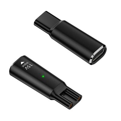 15V Type-C Shaver Adapter Charging Converter for Philips Norelco HQ8505 7000 5000 3000 Series, OneBlade QP6520 QP6530 QP6510, USB-C Shaver Charger Converter Without Charger Cord 2-Pack