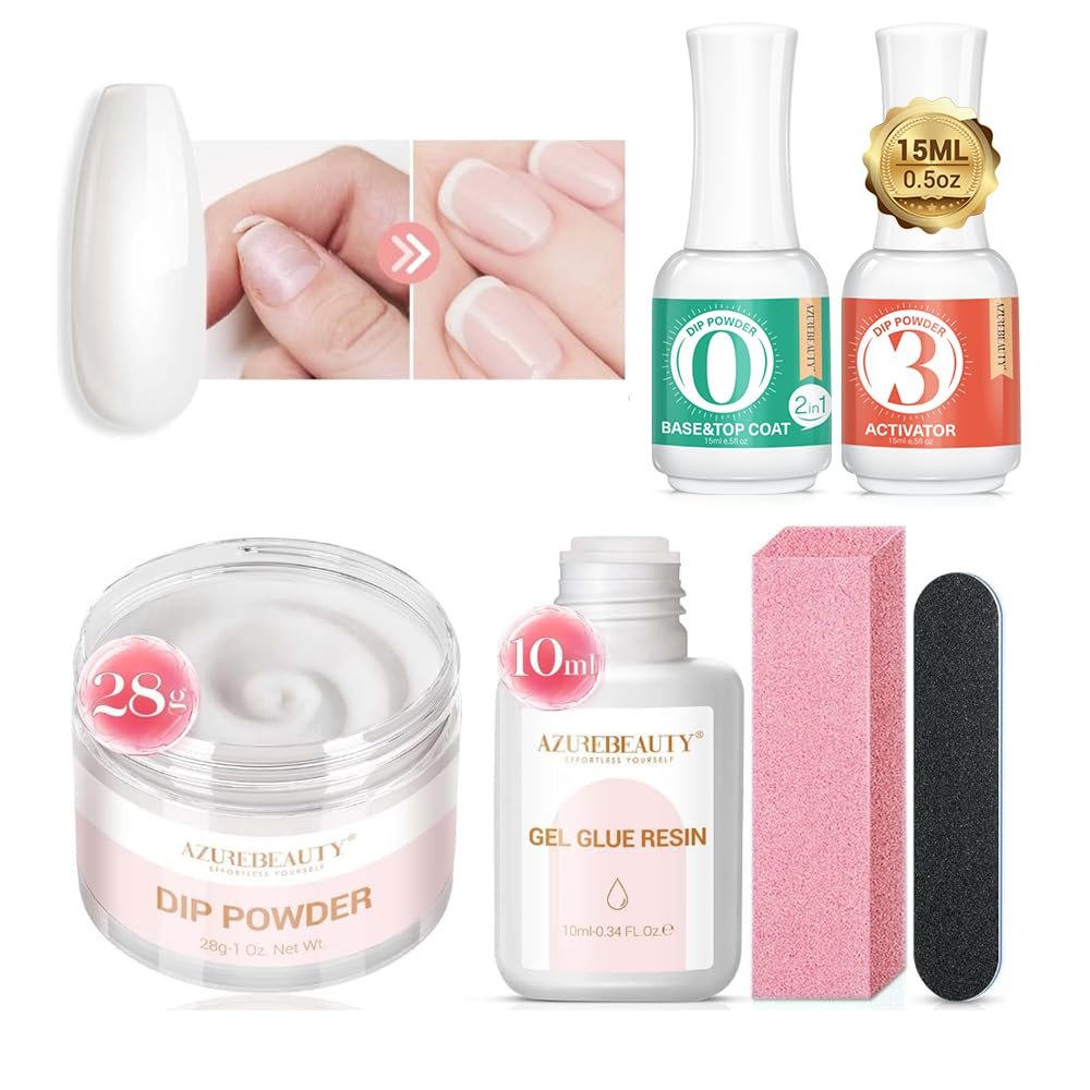 AZUREBEAUTY Nail Repair Kit Transparent Crystal for Broken Cracked Split Weak Nails Clear Dip Powder Liquid Sets Clear 15ML Dipping Powder Sets