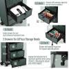 Yueieoun Nail Trolley Cart with 3 Drawers, Salon Station Cosmetology Case on Wheels Rolling Makeup Train Case Nail Case Organizer Beauty Salon Travel Case for Nailart,SPA,Hairstylist,Artist,Dark Green view 3