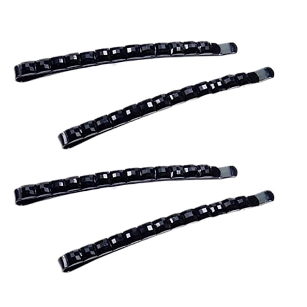4Pcs Black Rhinestone Barrettes, Shiny Hair Pin Bobby Pins for Women, Crystal Diamond Bobby Pin, Hairpin, Sparkly Hair Decoration for Women Clip Bangs Metal Hair Clip Hair Pins,Hair Styling Pins