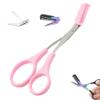 Eyebrow Trimmer Scissor, Upgrade 2 in 1 Eyebrow Scissors with Comb Stainless Steel Professional Eyebrow Trimmer, Eyebrow Cutter Hair Removal Eyebrow Scissors Makeup Tool for Men Women (Pale Pink) view 1