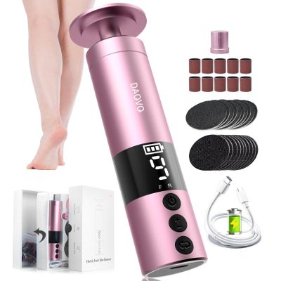 2 in 1 Electric Foot Callus Remover, USB Rechargeable Electric Foot File Grinder with 80/120 Grit Sandpaper Discs and Digital Display, Cordless Aluminum Pedicure Tools for Feet,Nail Care,Dead Skin