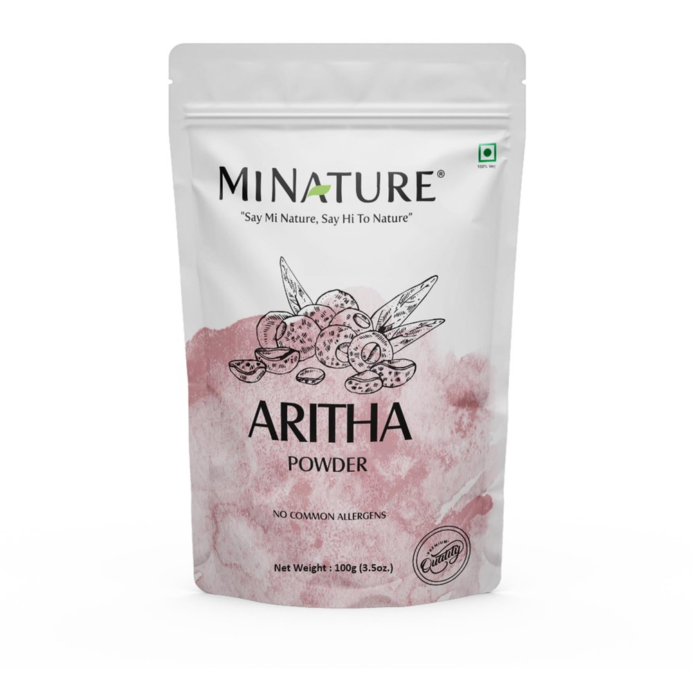 Aritha/Reetha Powder by mi nature| Soapnut Sapindus Mukorossi For Silky Hairs | For Herbal Hair Care| Natural No Added Preservatives and Additives|Hair Conditioning adds Shine|100g (3.5 Oz)