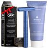 Henson Shaving Razor - Steel Blue Double Edge Safety Razor with 5 Spare Blades, Henson Shave Cream, 100 pack RK Shaving Double Edge Razor Blades view 1
