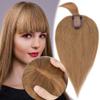 MY-LADY Human Hair Toppers for Women Real Human Hair with Bangs Thin 7 * 13CM Silk Base with Lace Clip in Remy Hairpieces 150% Density 12 Inch Light Brown view 1