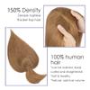 MY-LADY Human Hair Toppers for Women Real Human Hair with Bangs Thin 7 * 13CM Silk Base with Lace Clip in Remy Hairpieces 150% Density 12 Inch Light Brown view 4
