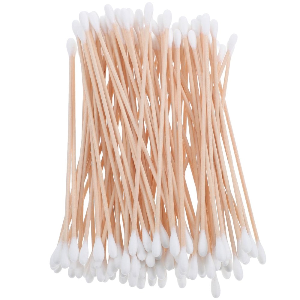 CIYODO 100pcs Single-Head Wooden Ear Swabs Cotton Cleaning Tips Precision for Beauty Shops Organic Cotton Swabs