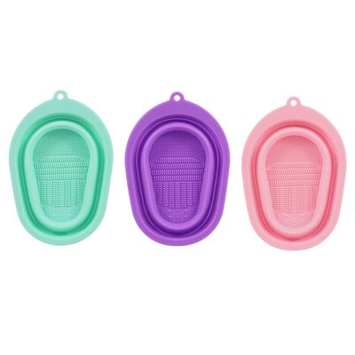 ASAKKURA 3pcs Silicone Makeup Brush Cleansing Mats Durable Cleaning Trays for Brushes Sponges and Makeup Tools Effortless Cleaning Pink Green and Purple
