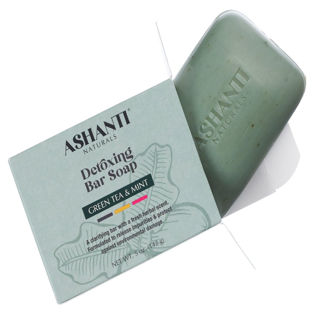 Ashanti Naturals Green Tea Soap Bar | Detoxing Natural Soap with Shea Butter, Olive Oil & Haxel Extract 5 oz