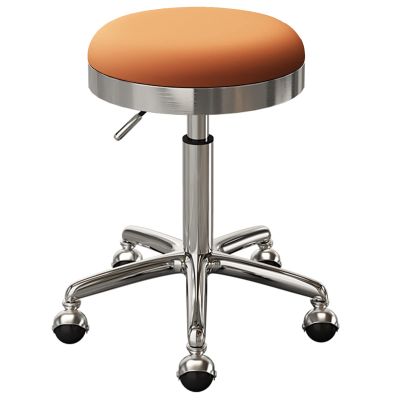 BSNANCA Swivel Rolling Chair Round Seat for Beauty Salons Office Bar Stools with Stainless Steel 5 Claws and Earth Wheels, Adjustable 47-64 cm(Color:Light Blue) (Light Grey) (Orange)
