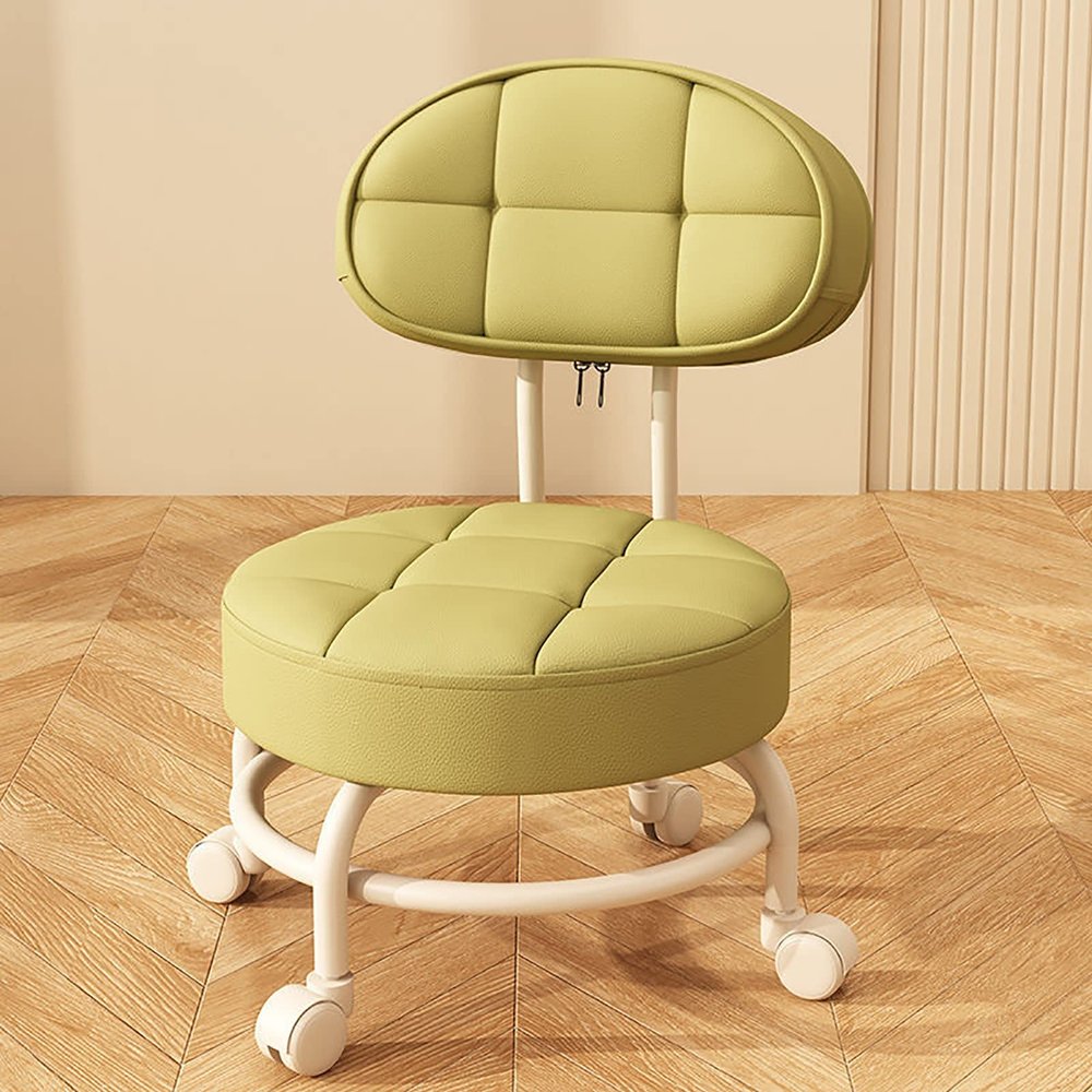 BSNANCA Low Rolling Stool Roller Stool with Wheels and Back Support Short Roller Seat Chair 360 Rotating Sturdy Pedicure Stool (E) (D)