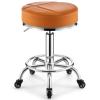 BSNANCA Swivel Round Seat Rolling Chair Office Beauty Salons Bar Stools with Metal Chrome Plated 5 Claws and Wheels, Adjustable 44-60 cm(Color:Beige) (Orange) (Orange) view 1