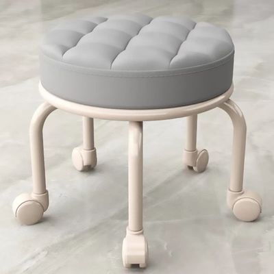 BSNANCA Rolling Stools Low Rolling Stool with Wheels, Leather Low Waterproof Small Stools (Brown) (Orange) (Grey1)