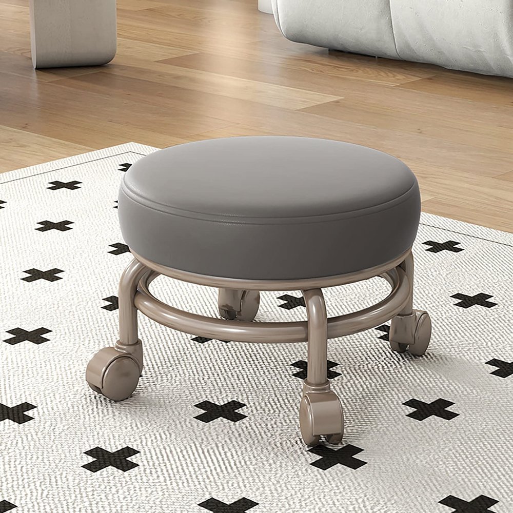 BSNANCA Rolling Stool Low to Ground Roller Seat with Universal Swivel Caster Wheels for Home Office or Fitness Sport or Garage Shop PU Leather High Density Cushion,B (F) (F)