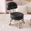 BSNANCA Footstool Swivel Stool Small Low Rolling Stool Work Stool backrest 360 Rolling Stool Low Stool with Wheels Rotating Workshop Stool(Braun) (Dark Grey) (Black) view 1