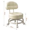 BSNANCA Footstool Swivel Stool Small Low Rolling Stool Work Stool backrest 360 Rolling Stool Low Stool with Wheels Rotating Workshop Stool(Braun) (Dark Grey) (Black) view 2