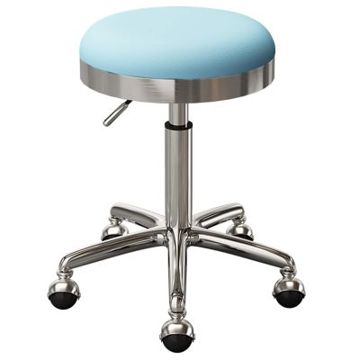 BSNANCA Swivel Rolling Chair Round Seat for Beauty Salons Office Bar Stools with Stainless Steel 5 Claws and Earth Wheels, Adjustable 47-64 cm(Color:Light Blue) (Light Grey) (Light Blue)