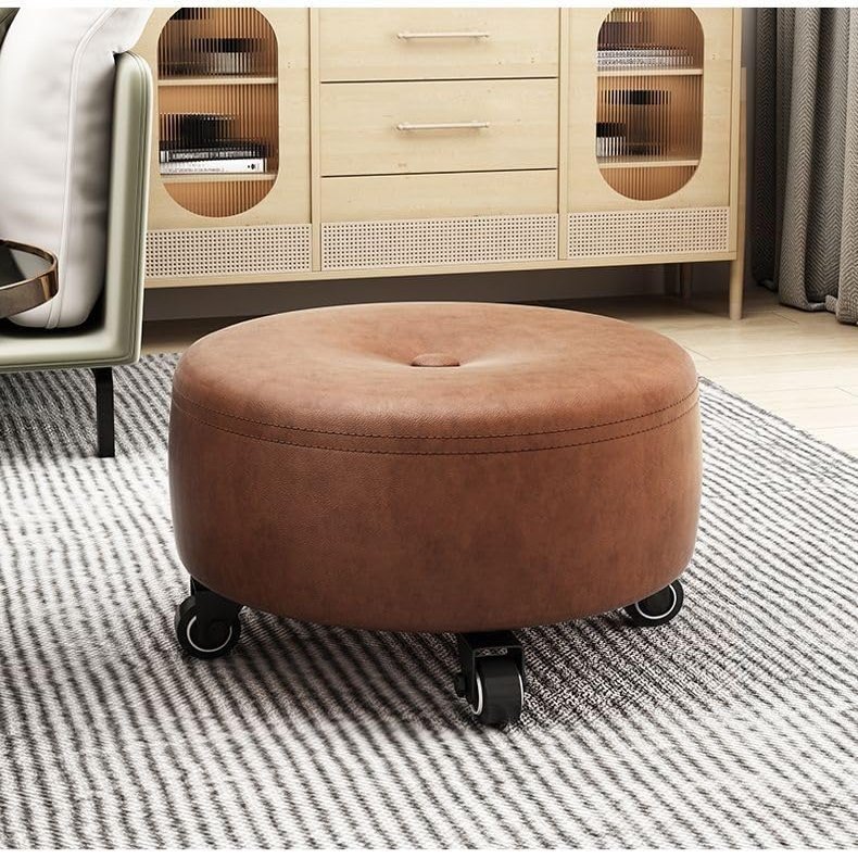 BSNANCA Low Rolling Stool with Wheels, Roller Seat Short Stool with Universal Swivel Caster Wheels Leather Little Low Small Stools On Wheels (One Color E) (One Color E) (One Color C)
