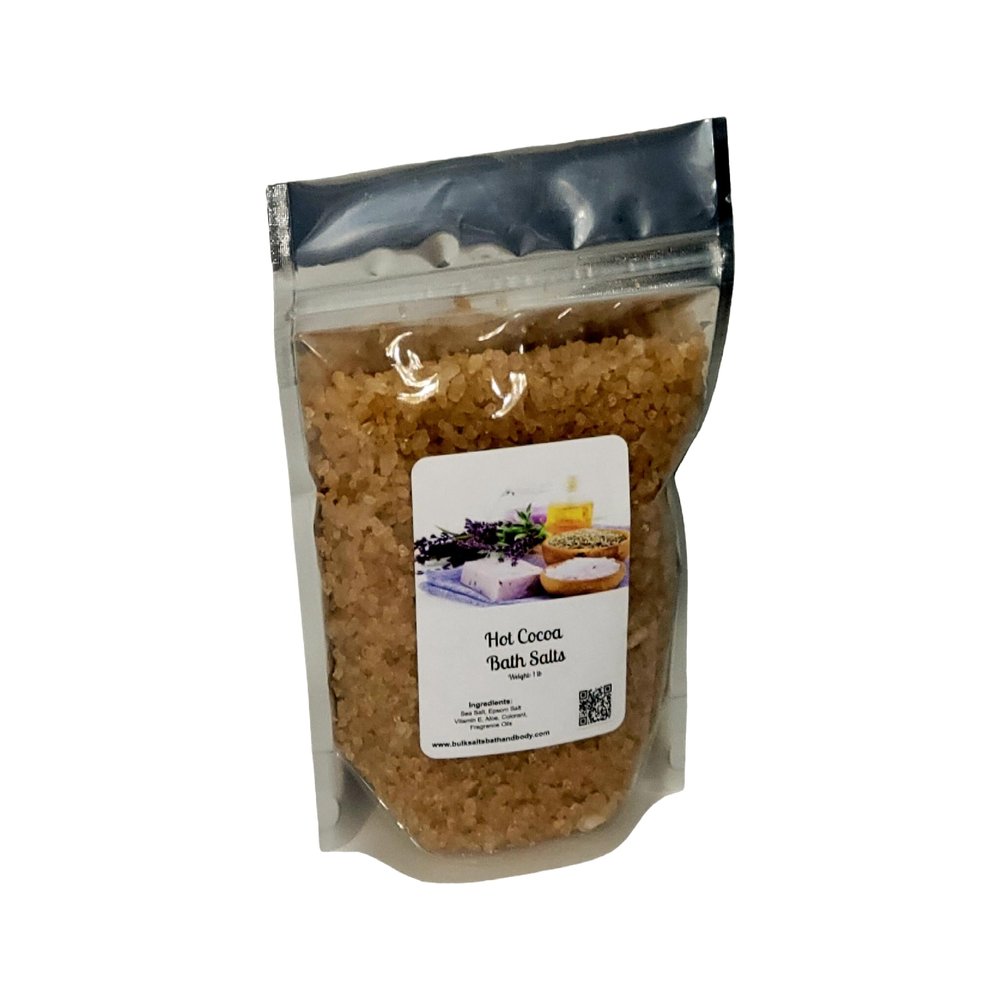 Bath Salts | 1lb Bag (16oz.) | Choose Your Scent | Epsom Salt | Sea Salt| Bathing | Body Care | Beauty | Relaxation | Spa | Pedicure | Manicure | Soak (Hot Cocoa)