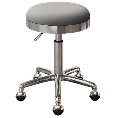 BSNANCA Swivel Rolling Chair Round Seat for Beauty Salons Office Bar Stools with Stainless Steel 5 Claws and Earth Wheels, Adjustable 47-64 cm(Color:Light Blue) (Light Grey) (Dark Grey)