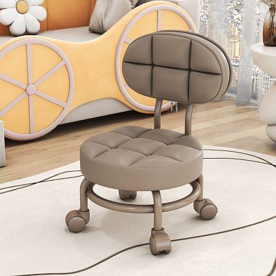 BSNANCA Cosmetic Stool Rolling Stool Low Roller Seat Wheel Stool, Low Rolling Stool Round Rolling Stool Wheels, Rolling Scoot StoolCushion(L) (F) (C)