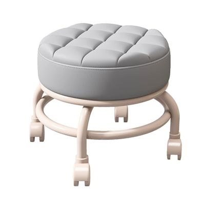 BSNANCA Rolling Stool Heavy Duty Low Rolling Stool with Wheel, Roller Seat Short Rolling Foot Stools with Universal Swivel Caster Wheels (Pink) (Grey) (Grey1)