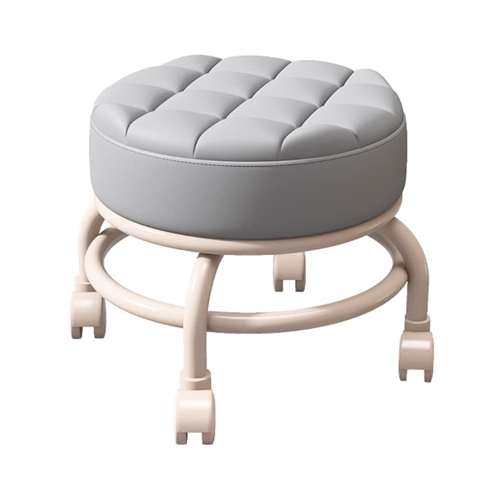 BSNANCA Rolling Stool Heavy Duty Low Rolling Stool with Wheel, Roller Seat Short Rolling Foot Stools with Universal Swivel Caster Wheels (Pink) (Grey) (Grey1)