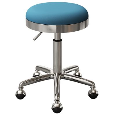 BSNANCA Swivel Rolling Chair Round Seat for Beauty Salons Office Bar Stools with Stainless Steel 5 Claws and Earth Wheels, Adjustable 47-64 cm(Color:Light Blue) (Light Grey) (Dark Blue)