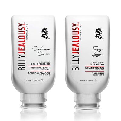 Billy Jealousy Men's Hair Care Bundle: Fuzzy Logic Shampoo (8 oz) + Cashmere Coat Conditioner (8 oz), Strengthens, Adds Volume, Promotes Growth, Hydrates & Reduces Thinning