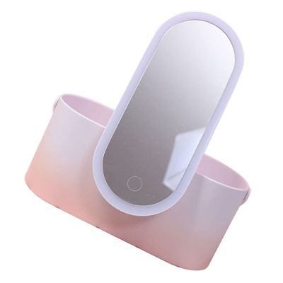 ASAKKURA Portable Cosmetic Box with Led Mirror Compact Makeup Organizer with High Definition Mirror for Travel and Home Use Women and Girls