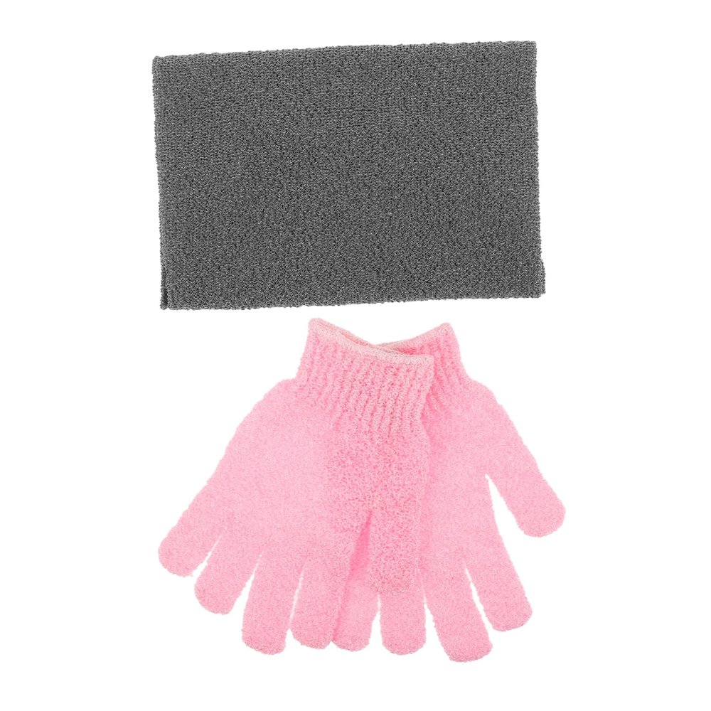 HAPINARY 1set Exfoliating Shower Towel and Glove Men Kit Soft Bath Gloves and Deep Back Scrubber for Skin Care and Exfoliation