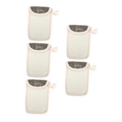 ASAKKURA 5pcs Black Linen Soap Pouches Exfoliating Mesh for Facial Cleansing for Handmade Soap Storage Quick Drying and Lathering for Bars and Skin Care