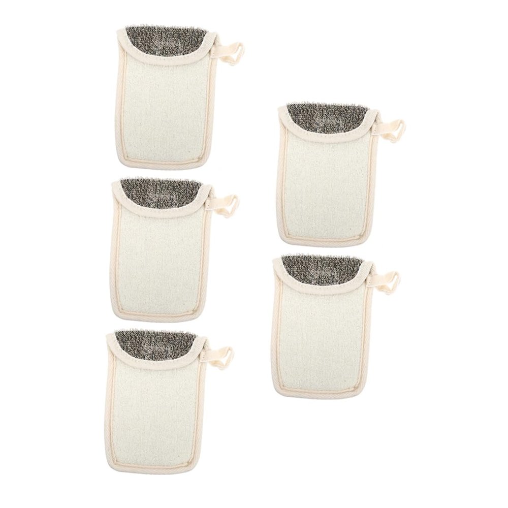 ASAKKURA 5pcs Black Linen Soap Pouches Exfoliating Mesh for Facial Cleansing for Handmade Soap Storage Quick Drying and Lathering for Bars and Skin Care