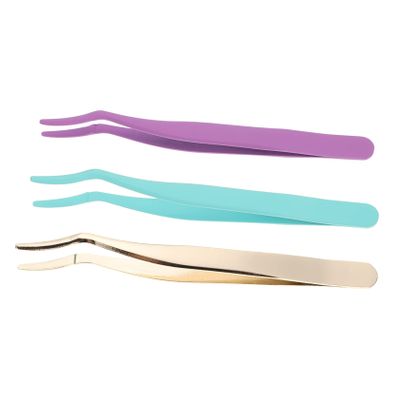 ASAKKURA 3pcs Eyelash Extensions Tweezers Lash Tweezers for False Lashes Professional Eyelash Clip Applicator Tools Purple