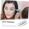 ASAKKURA 3pcs Eyelash Extensions Tweezers Lash Tweezers for False Lashes Professional Eyelash Clip Applicator Tools Purple view 3