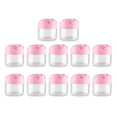 12 Pcs/Set Travel Cosmetic Jar Pots Makeup Sample Container With Lids Rose Flower Shaped Empty Pots Jars For Women