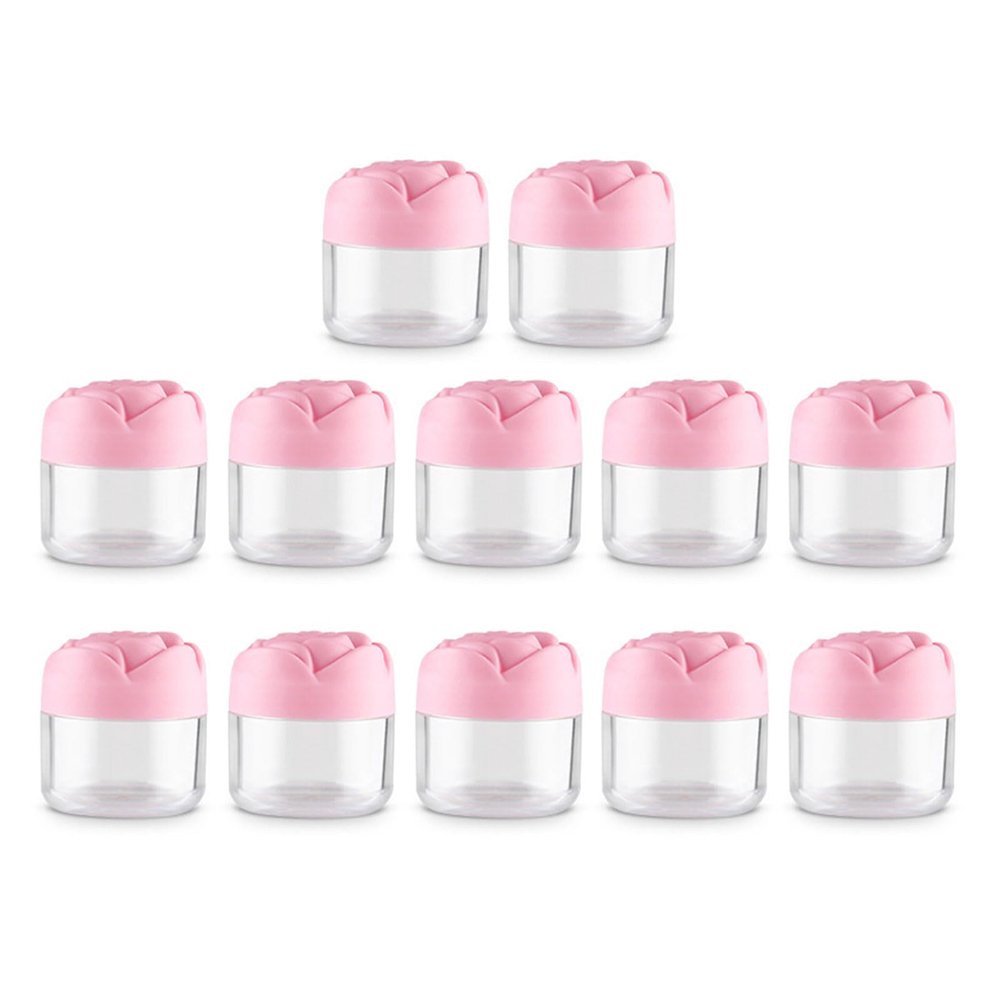12 Pcs/Set Travel Cosmetic Jar Pots Makeup Sample Container With Lids Rose Flower Shaped Empty Pots Jars For Women