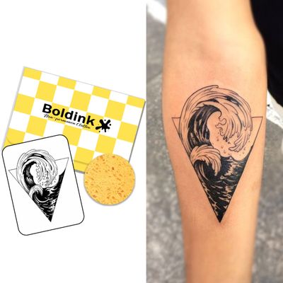 Wave Temporary Tattoo for Women Men,Ukiyo Sea Wave Fake Arm Body Tattoos