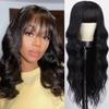 12Inch Body Wave Wigs With Bangs Human Hair For Black Women None Lace Front Wigs 150% Density Brazilian Virgin Hair Glueless Human Hair With Bangs Natural Color Body With Bangs view 1