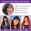 12Inch Body Wave Wigs With Bangs Human Hair For Black Women None Lace Front Wigs 150% Density Brazilian Virgin Hair Glueless Human Hair With Bangs Natural Color Body With Bangs view 4