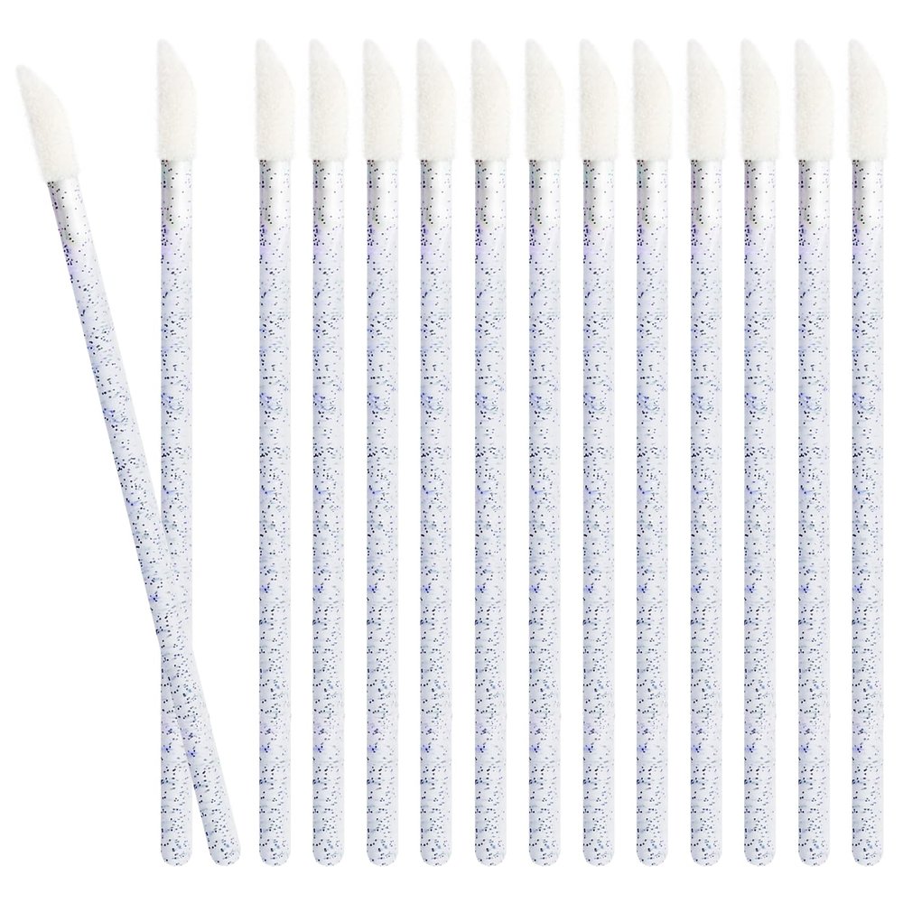 50 PCS Disposable Lip Wands, Lipstick Testers Brush, Glitter Crystal Lip Gloss Brush, Makeup Applicator for Lip Care, Beauty Tool(Crystal Blue)