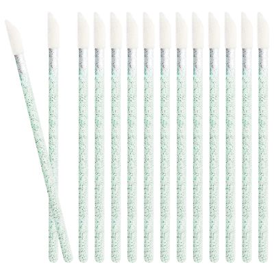 50 PCS Disposable Lip Wands, Lipstick Testers Brush, Glitter Crystal Lip Gloss Brush, Makeup Applicator for Lip Care, Beauty Tool(Crystal Green)