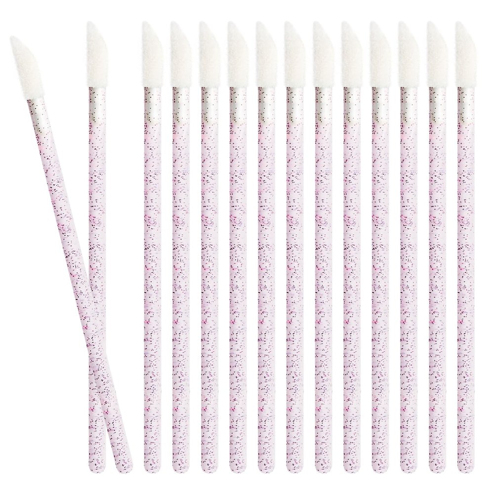 50 PCS Disposable Lip Wands, Lipstick Testers Brush, Glitter Crystal Lip Gloss Brush, Makeup Applicator for Lip Care, Beauty Tool(Crystal Violet)