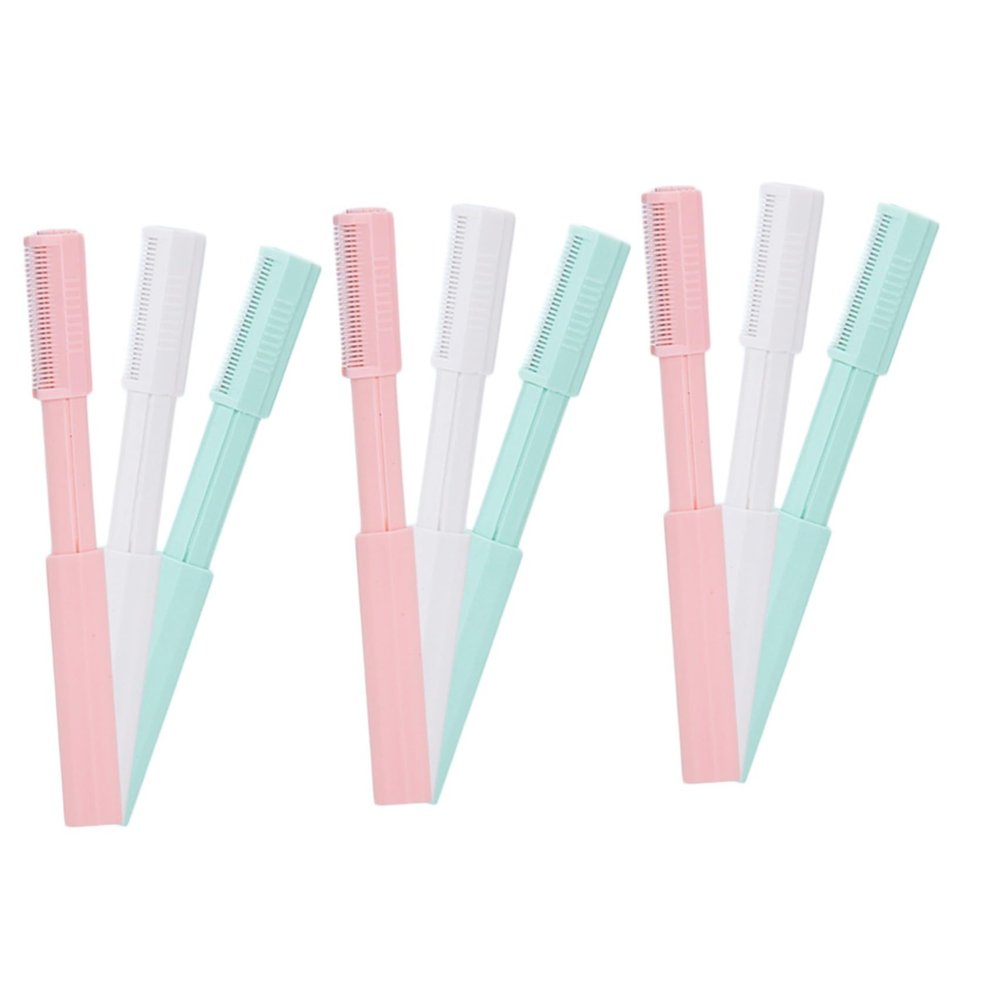 NOLITOY 9pcs Gentle Eyebrow Hair Removal Razor Women Eyebrow Shaper Precision Steel Blade Makeup Tool