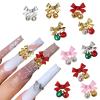10Pcs Christmas Bell Nail Rhinestones - Gold, Silver, Red, Pink Alloy Bow Colorful Crystal Small Bells for Nails - Xmas Nail Charms Art - Diamond Nail Gems for Women view 1