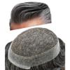 Toupee For Men Hair Replacement System Swiss Lace Hair Pieces For Men Real Human Hair Mens Toupee Natural Hairline 7x9 90% light density#1B30 1B# OFF BLACK+30% GREY view 1